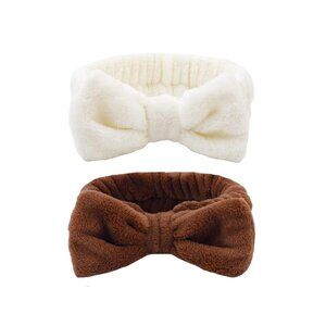 NEUTRAL MAKEUP SPA BOW HEADBANDS (CHOCOLATE BROWN AND VANILLA WHITE PACK)